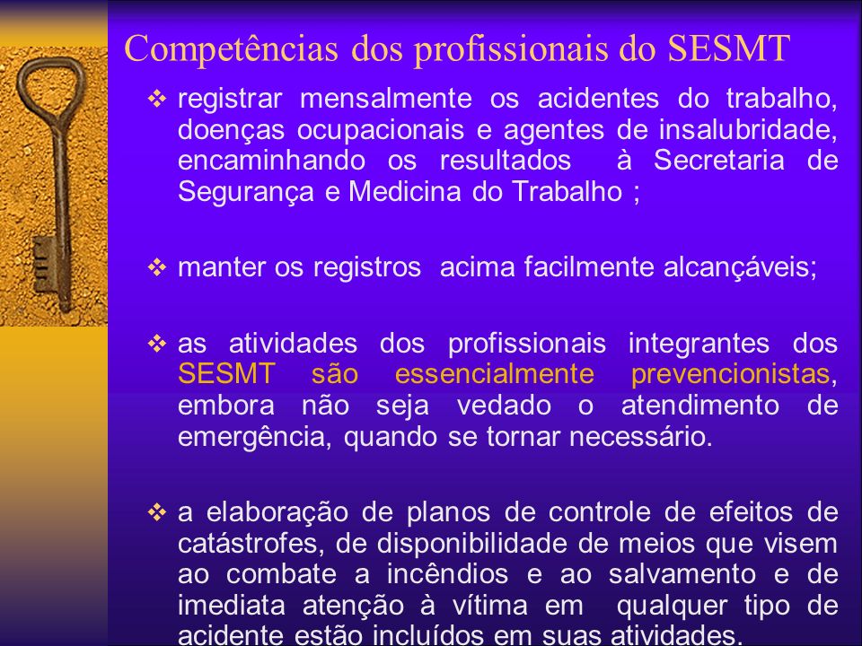 Competências dos profissionais do SESMT