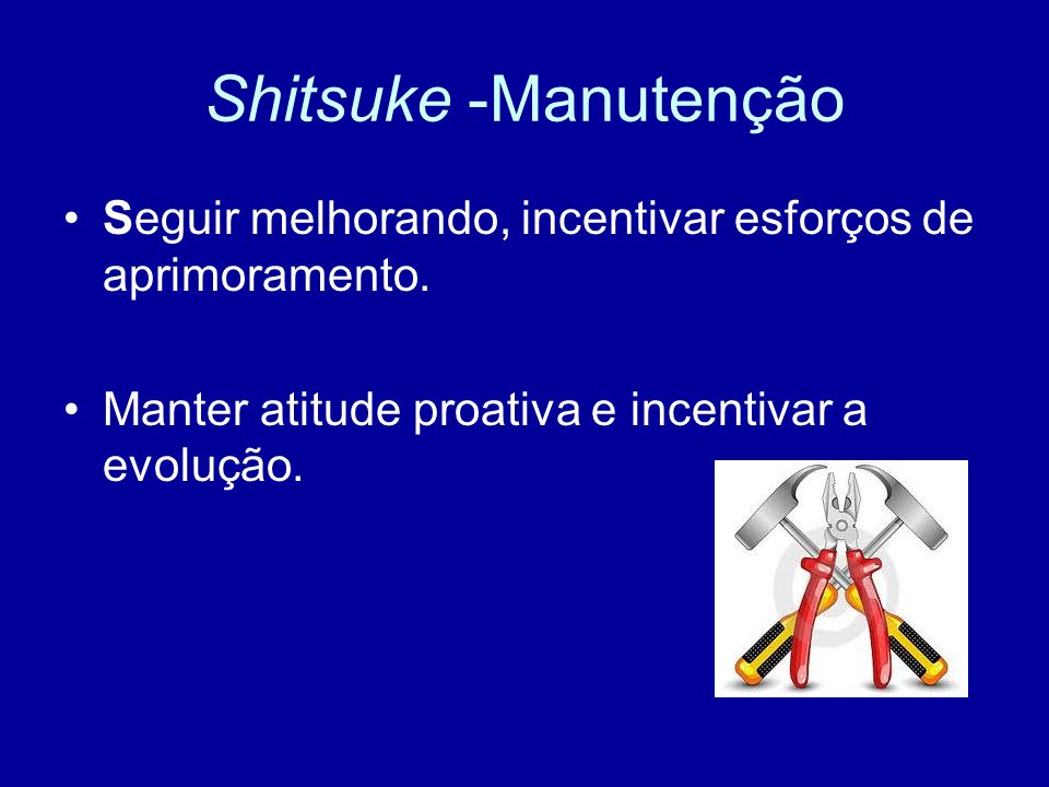 Shitsuke -Manutenção Seguir melhorando, incentivar esforços de aprimoramento.
