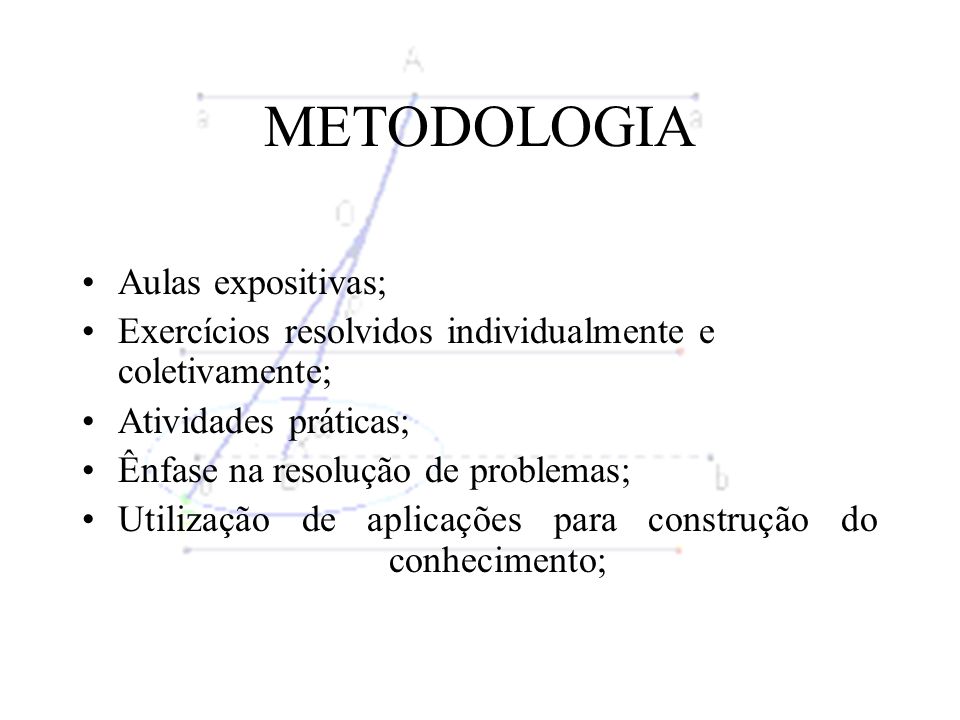 METODOLOGIA Aulas expositivas;
