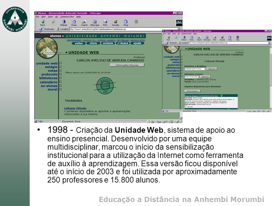 Criação da Unidade Web, sistema de apoio ao ensino presencial