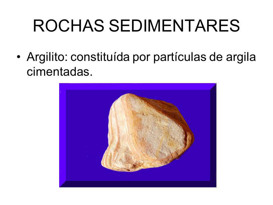 ROCHAS SEDIMENTARES Argilito: constituída por partículas de argila cimentadas.