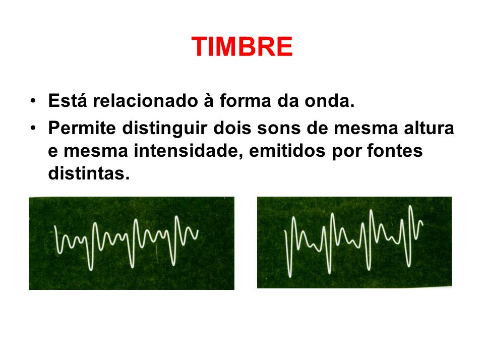 TIMBRE Está relacionado à forma da onda.