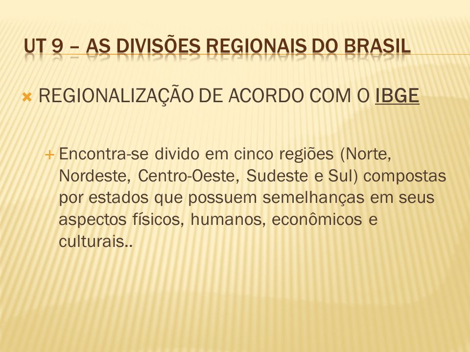 UT 9 – As divisões regionais do Brasil