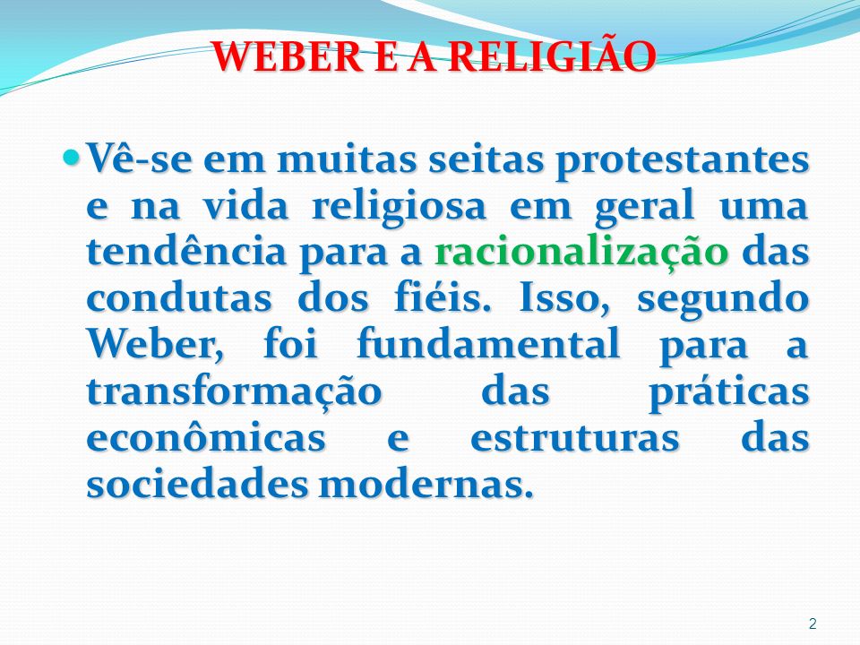 WEBER E A RELIGIÃO
