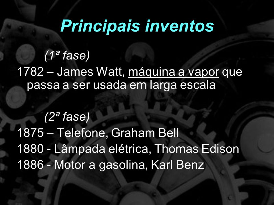 Principais inventos (1ª fase)