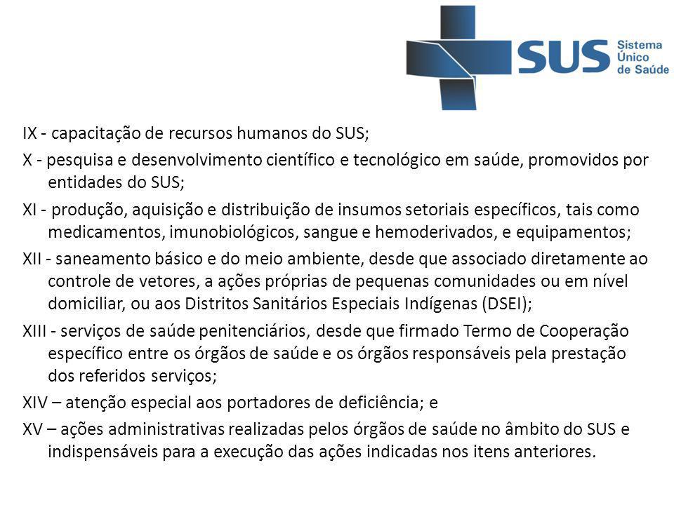 IX - capacitação de recursos humanos do SUS;