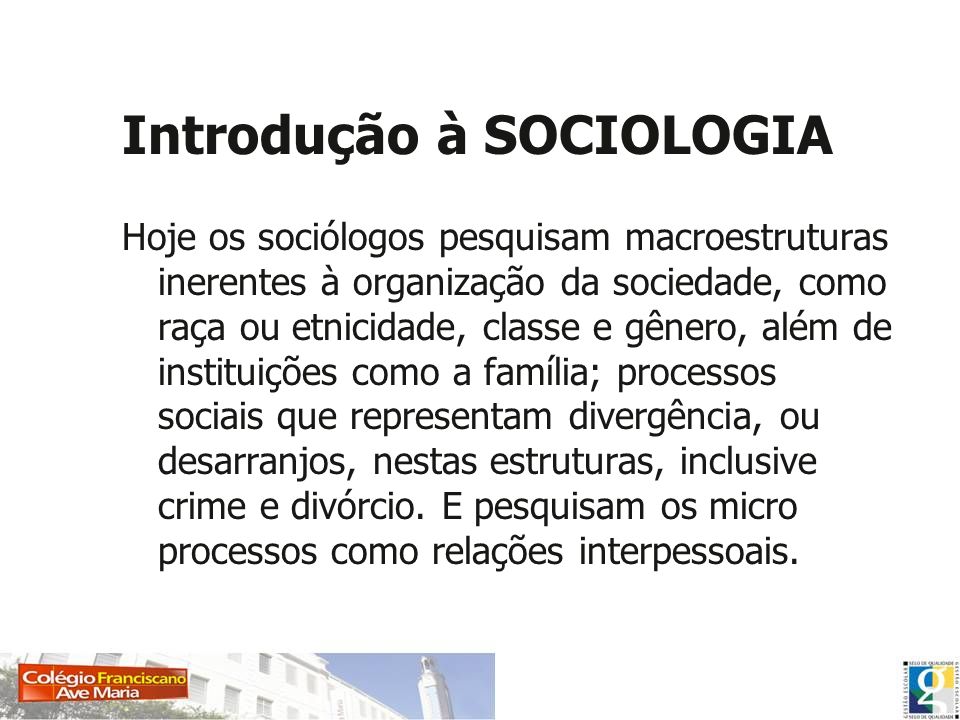 Introdução à SOCIOLOGIA