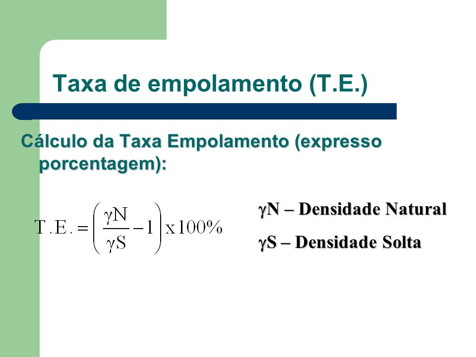 Taxa de empolamento (T.E.)