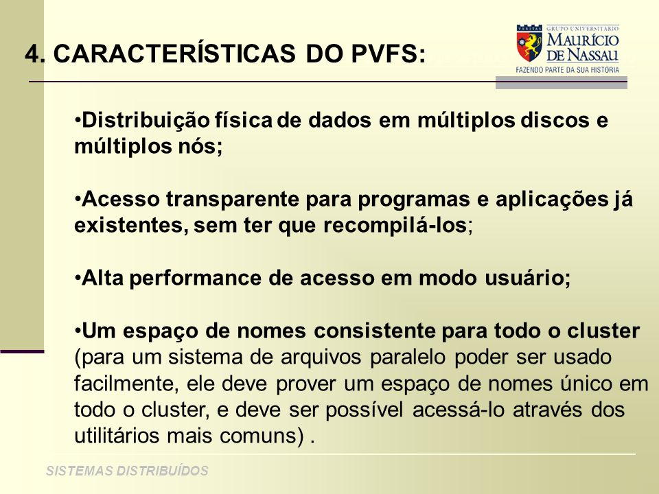 4. CARACTERÍSTICAS DO PVFS: