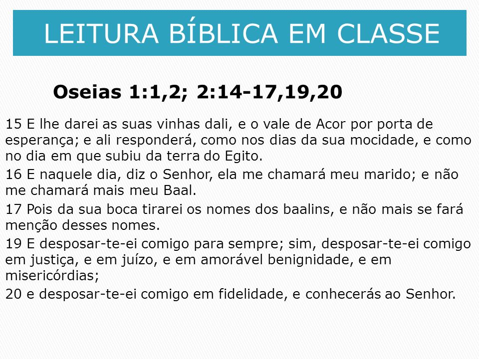 LEITURA BÍBLICA EM CLASSE