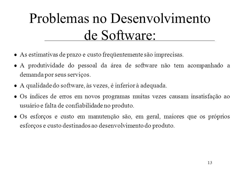 Problemas no Desenvolvimento de Software: