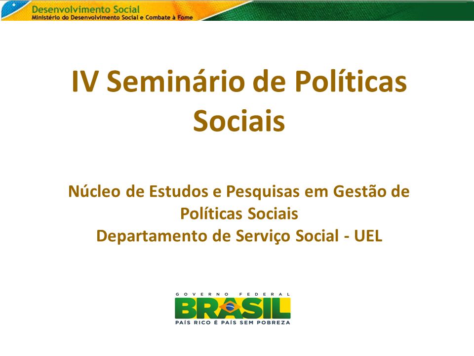 IV Seminário de Políticas Sociais