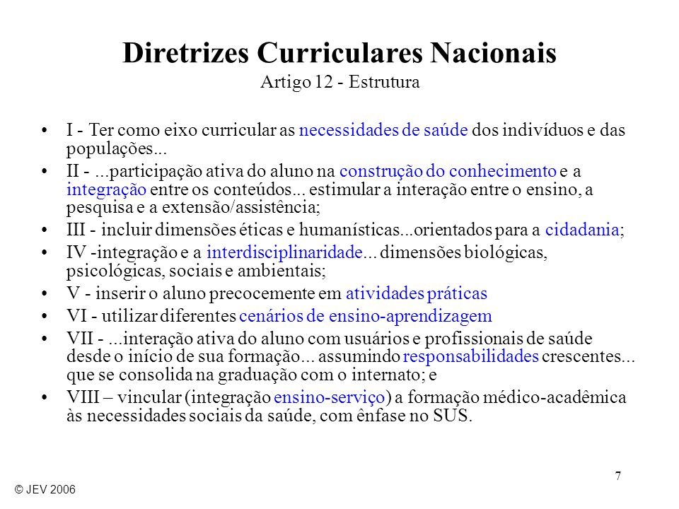 Diretrizes Curriculares Nacionais Artigo 12 - Estrutura