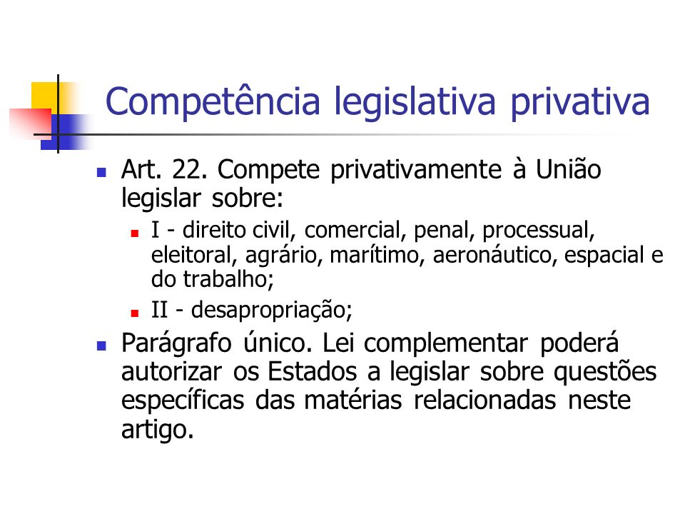 Competência legislativa privativa