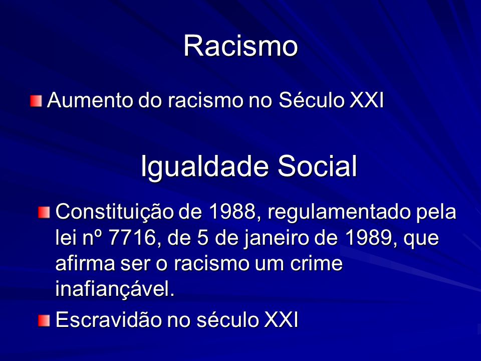 Racismo Igualdade Social Aumento do racismo no Século XXI