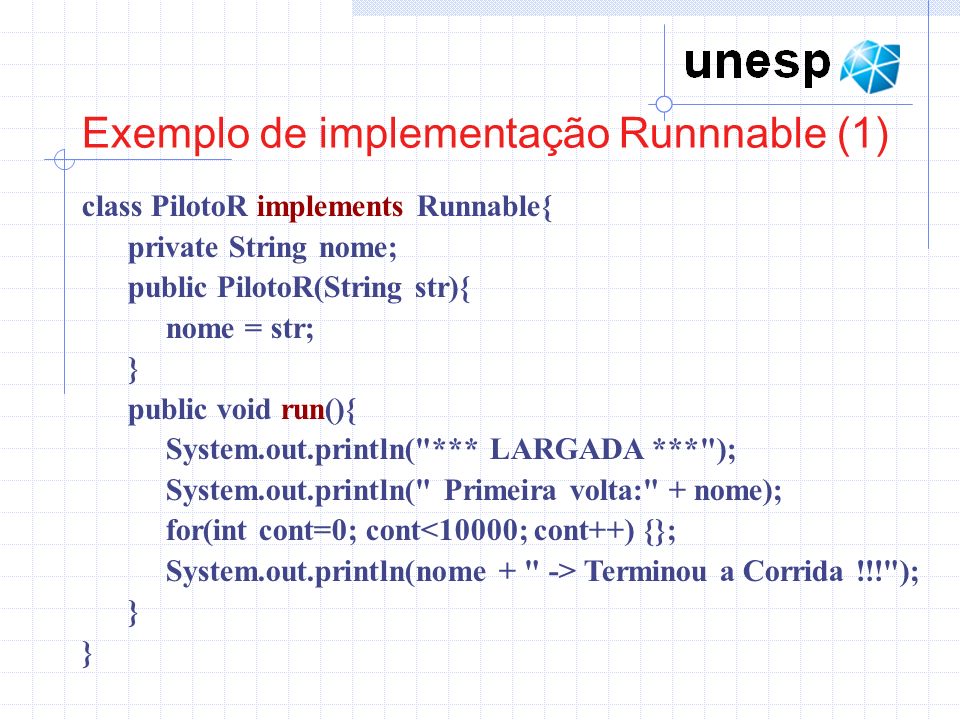 Exemplo de implementação Runnnable (1)