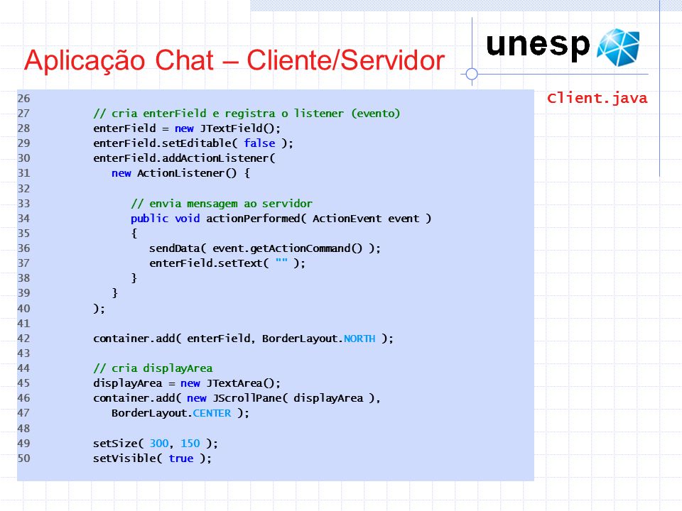 Aplicação Chat – Cliente/Servidor