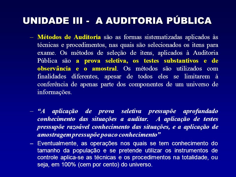 UNIDADE III - A AUDITORIA PÚBLICA