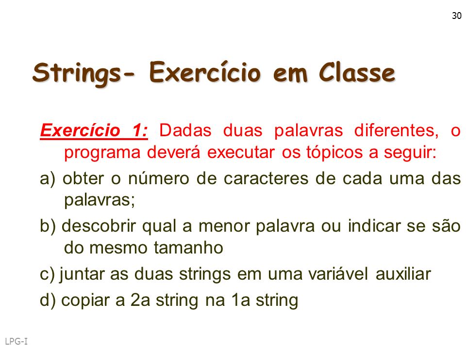 Strings- Exercício em Classe