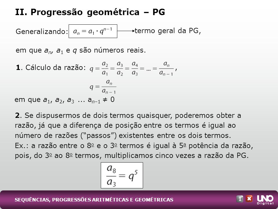 II. Progressão geométrica – PG