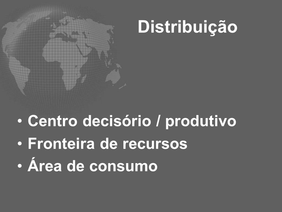 Distribuição Centro decisório / produtivo Fronteira de recursos