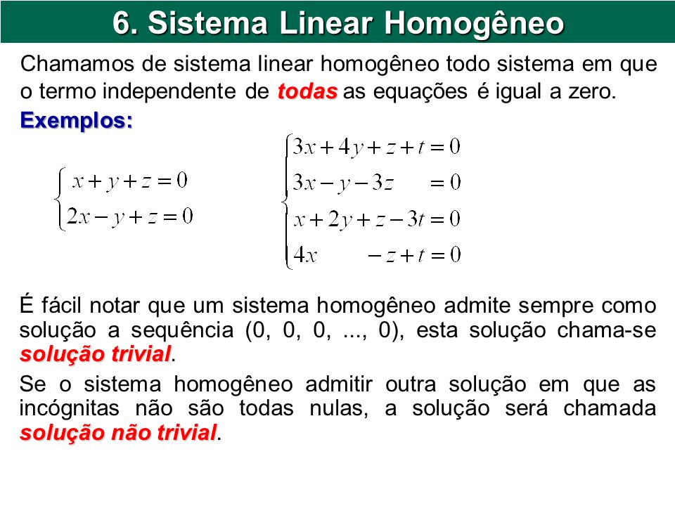 6. Sistema Linear Homogêneo