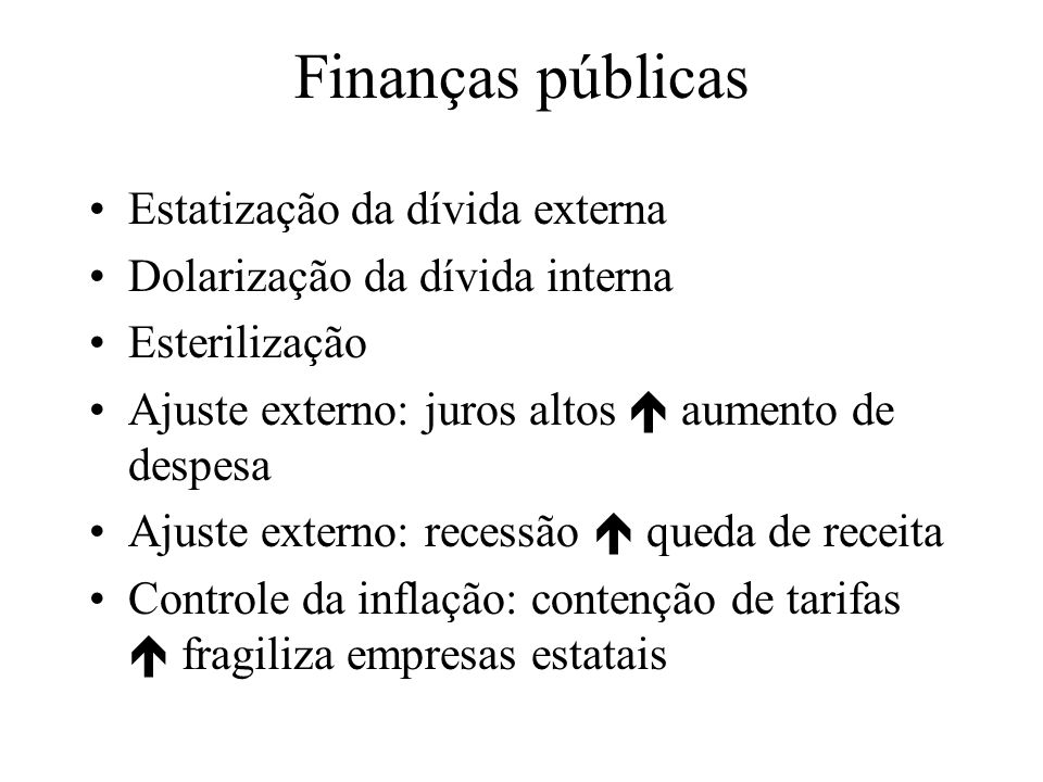 Finanças públicas Estatização da dívida externa