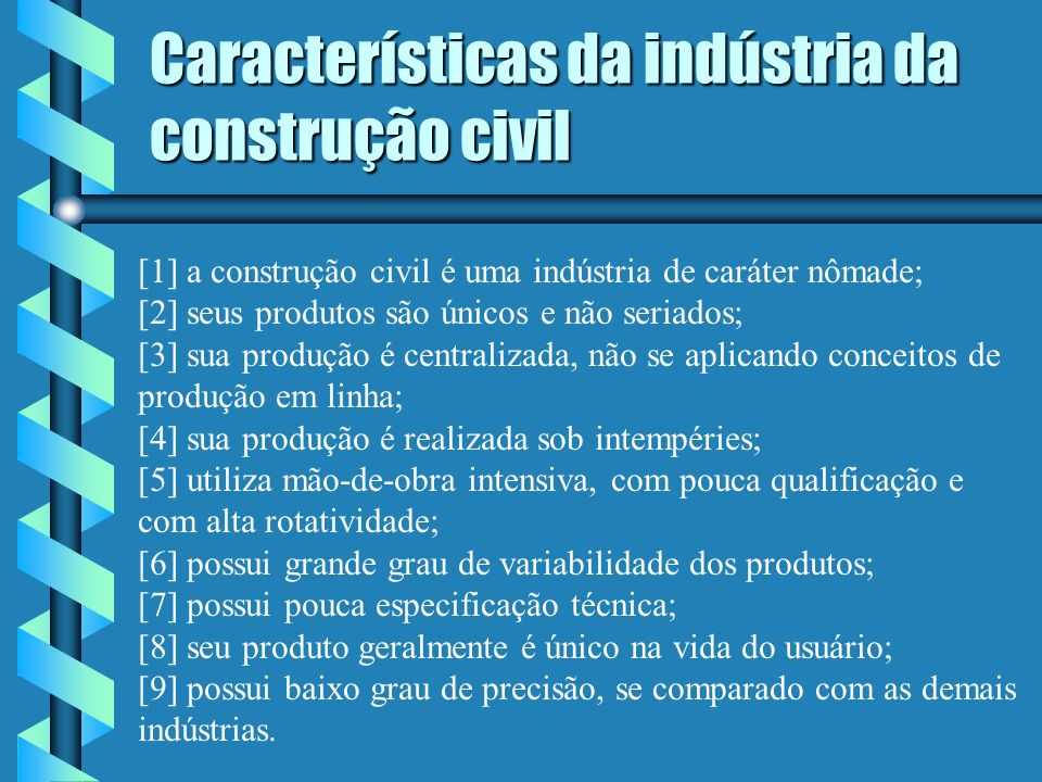 Características da indústria da construção civil
