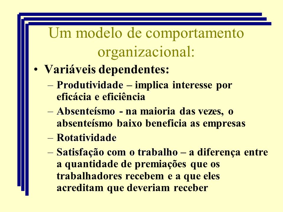 Um modelo de comportamento organizacional: