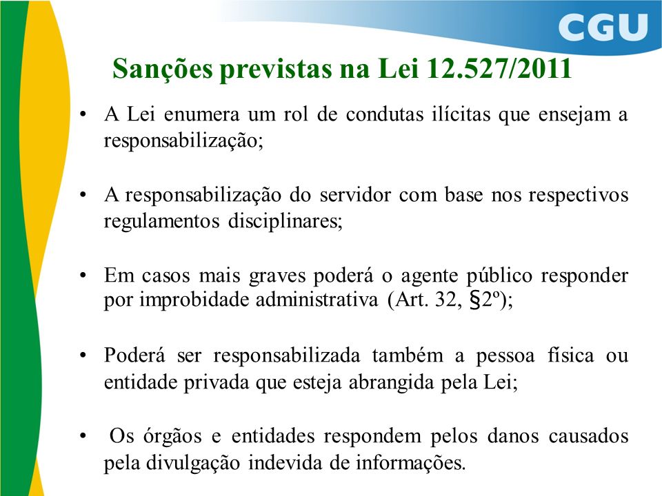 Sanções previstas na Lei /2011