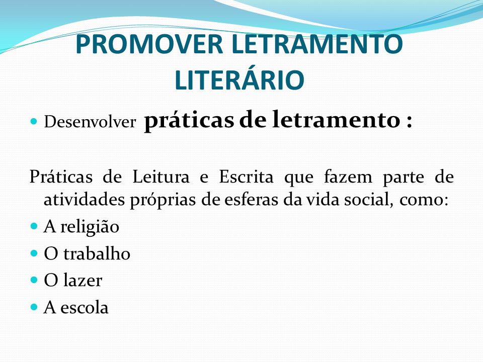 PROMOVER LETRAMENTO LITERÁRIO