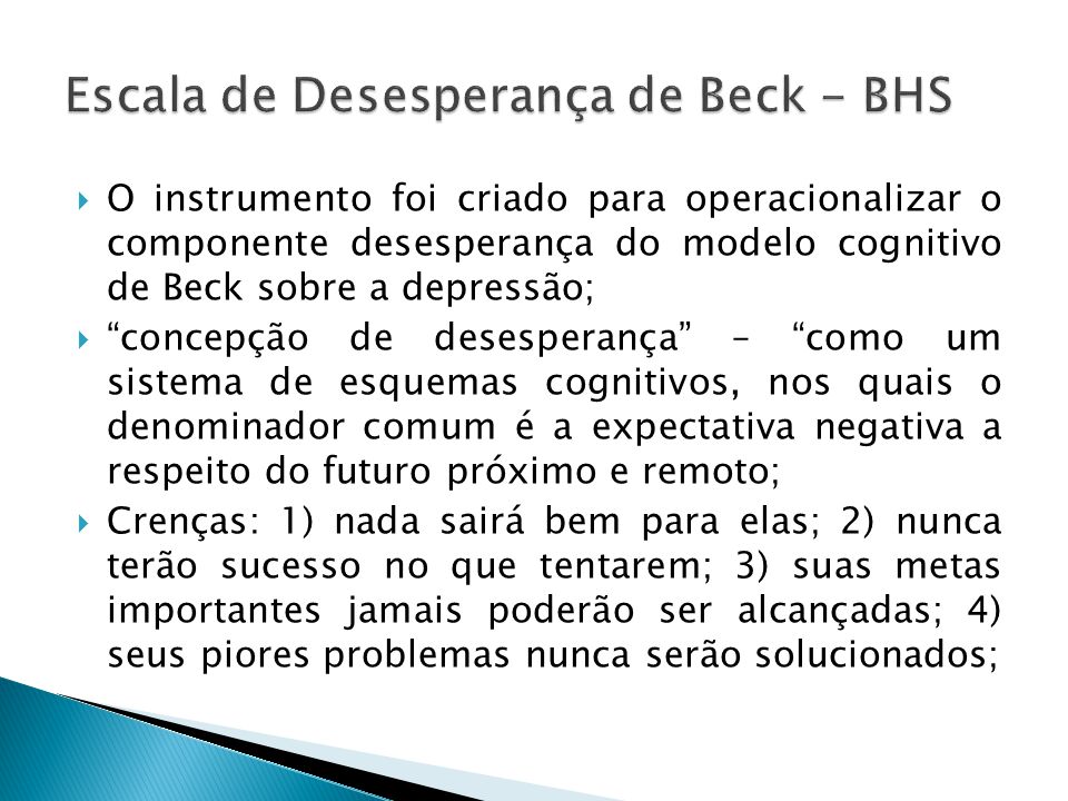 Escala de Desesperança de Beck - BHS