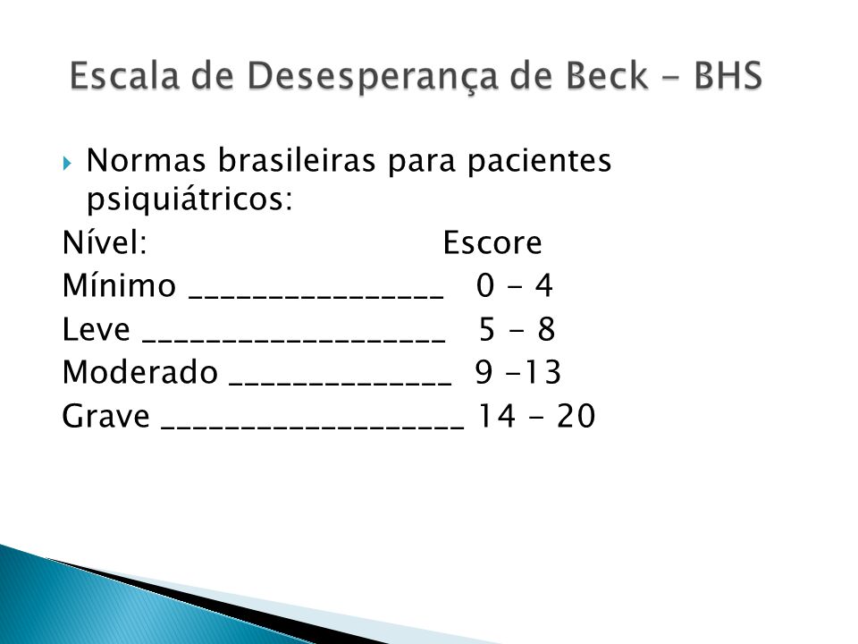 Normas brasileiras para pacientes psiquiátricos: