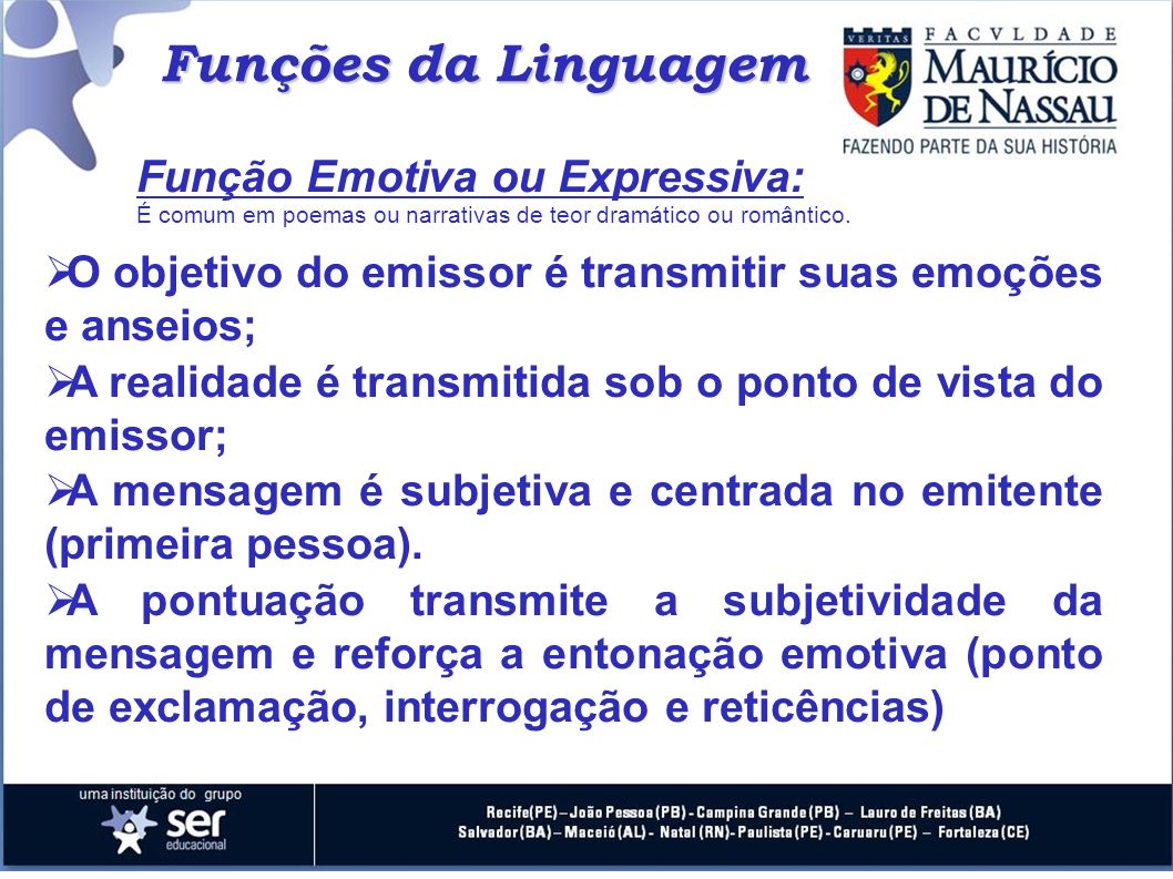 Funções da Linguagem Função Emotiva ou Expressiva: