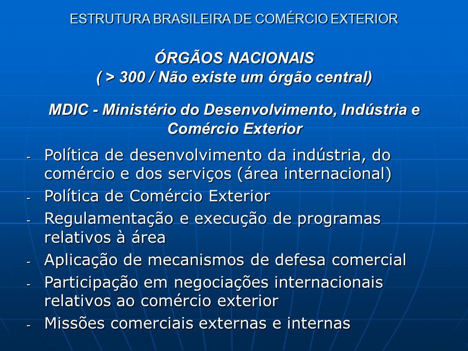 ESTRUTURA BRASILEIRA DE COMÉRCIO EXTERIOR