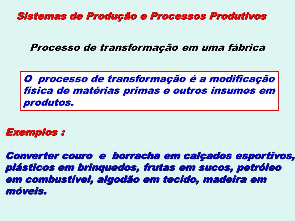 Sistemas de Produção e Processos Produtivos