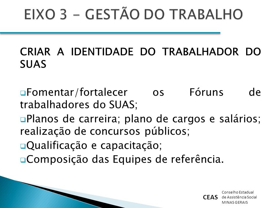 EIXO 3 - GESTÃO DO TRABALHO