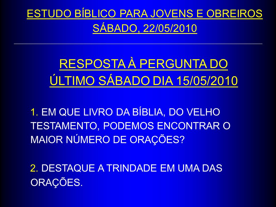 ESTUDO BÍBLICO PARA JOVENS E OBREIROS