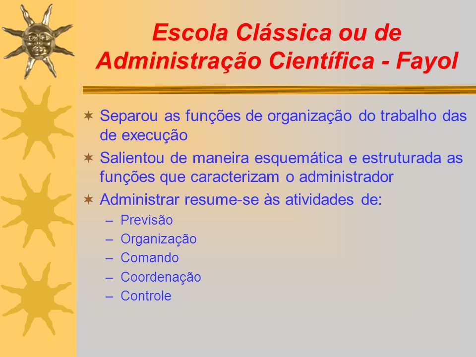 Escola Clássica ou de Administração Científica - Fayol