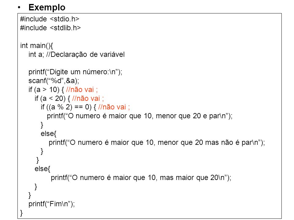 Exemplo #include <stdio.h> #include <stdlib.h> int main(){