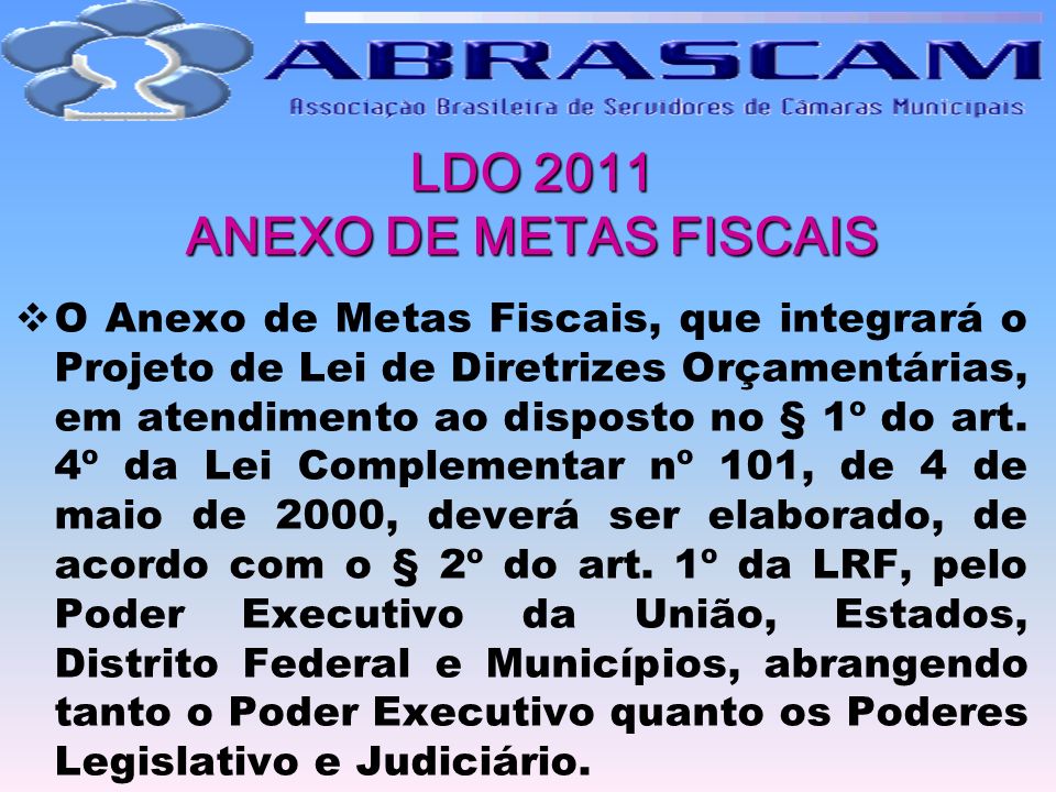 LDO 2011 ANEXO DE METAS FISCAIS
