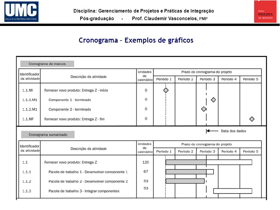 Cronograma – Exemplos de gráficos