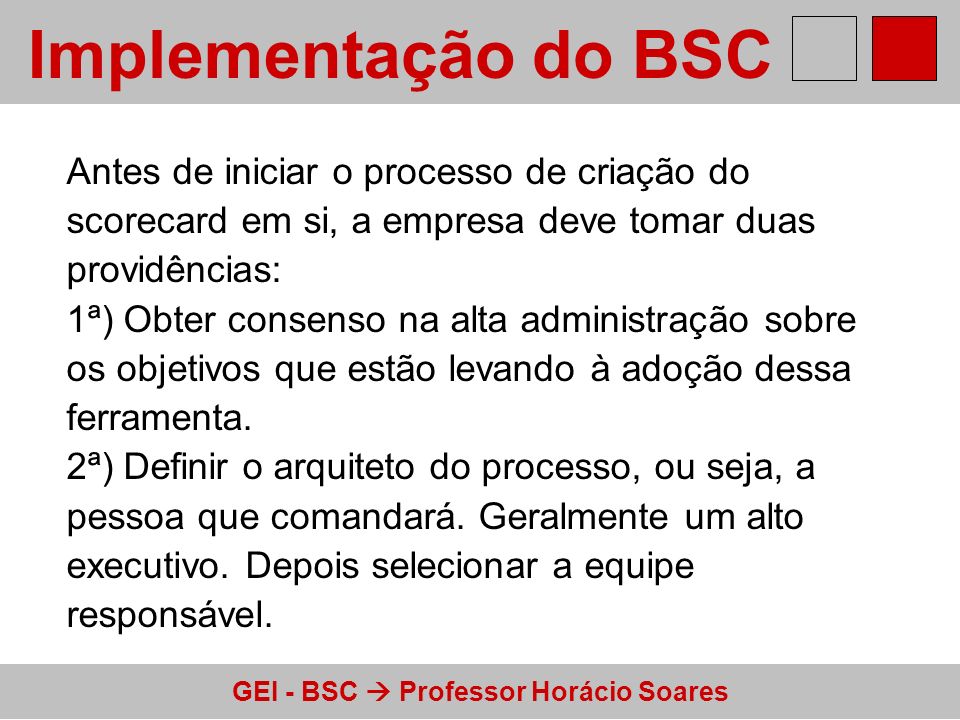 Implementação do BSC
