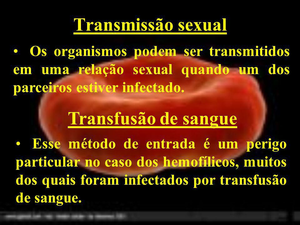 Transmissão sexual Transfusão de sangue