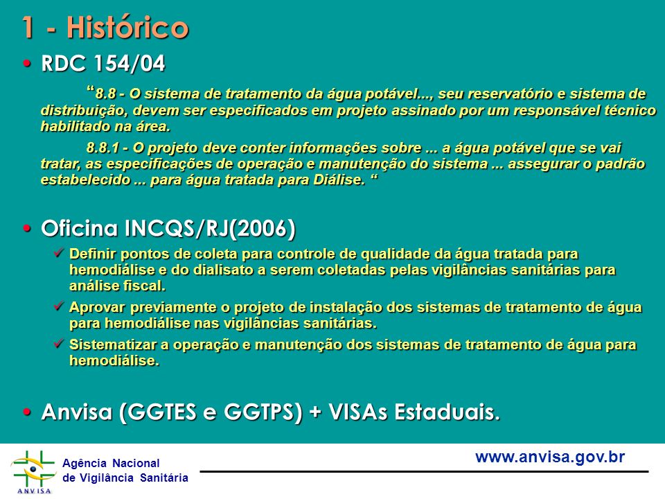 1 - Histórico RDC 154/04 Oficina INCQS/RJ(2006)