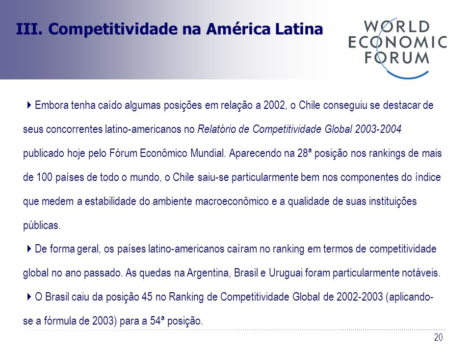 III. Competitividade na América Latina