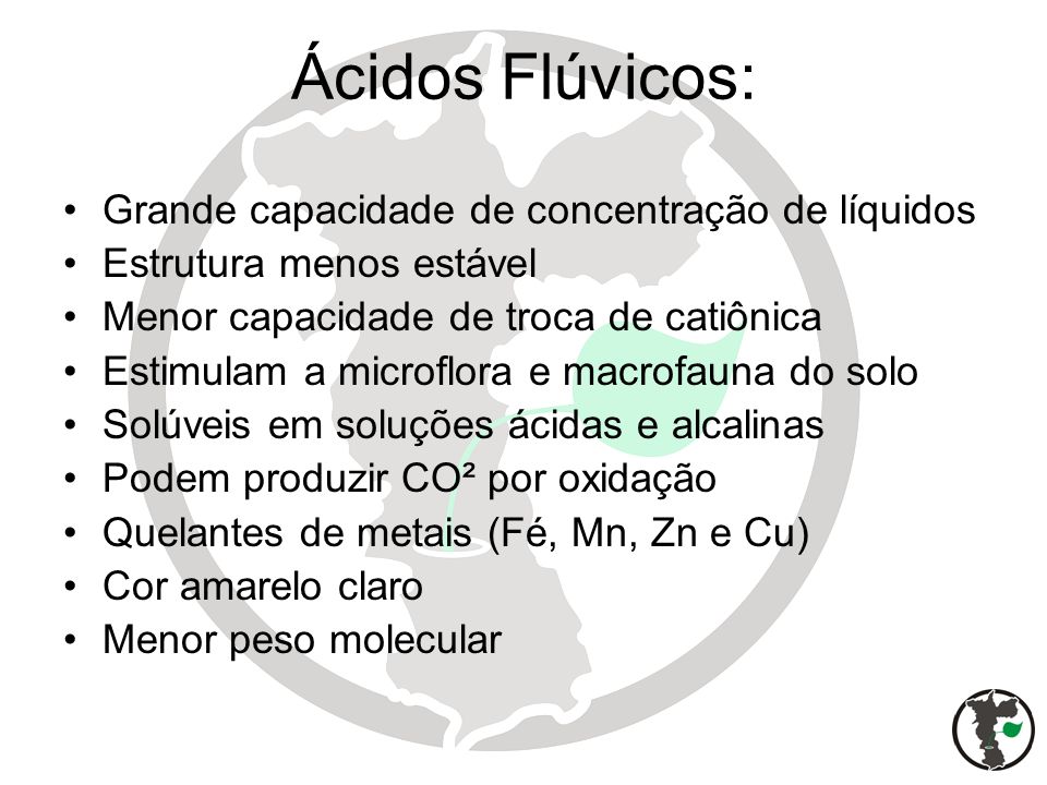 Ácidos Flúvicos: Grande capacidade de concentração de líquidos
