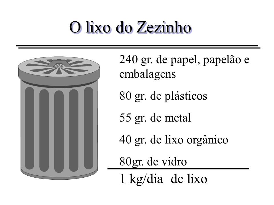 O lixo do Zezinho 1 kg/dia de lixo