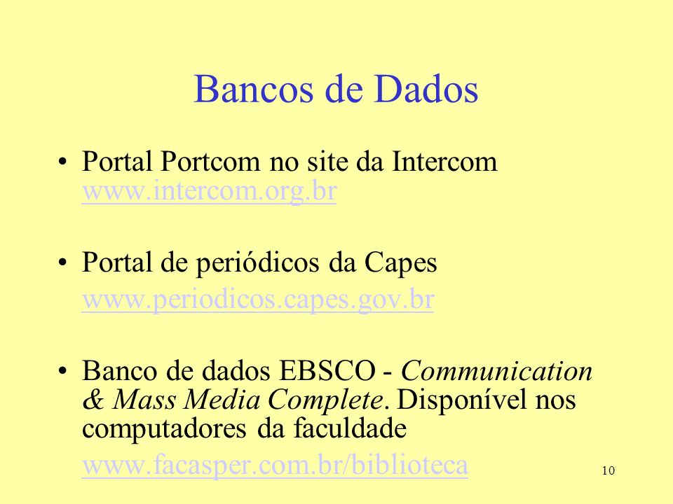 Bancos de Dados Portal Portcom no site da Intercom