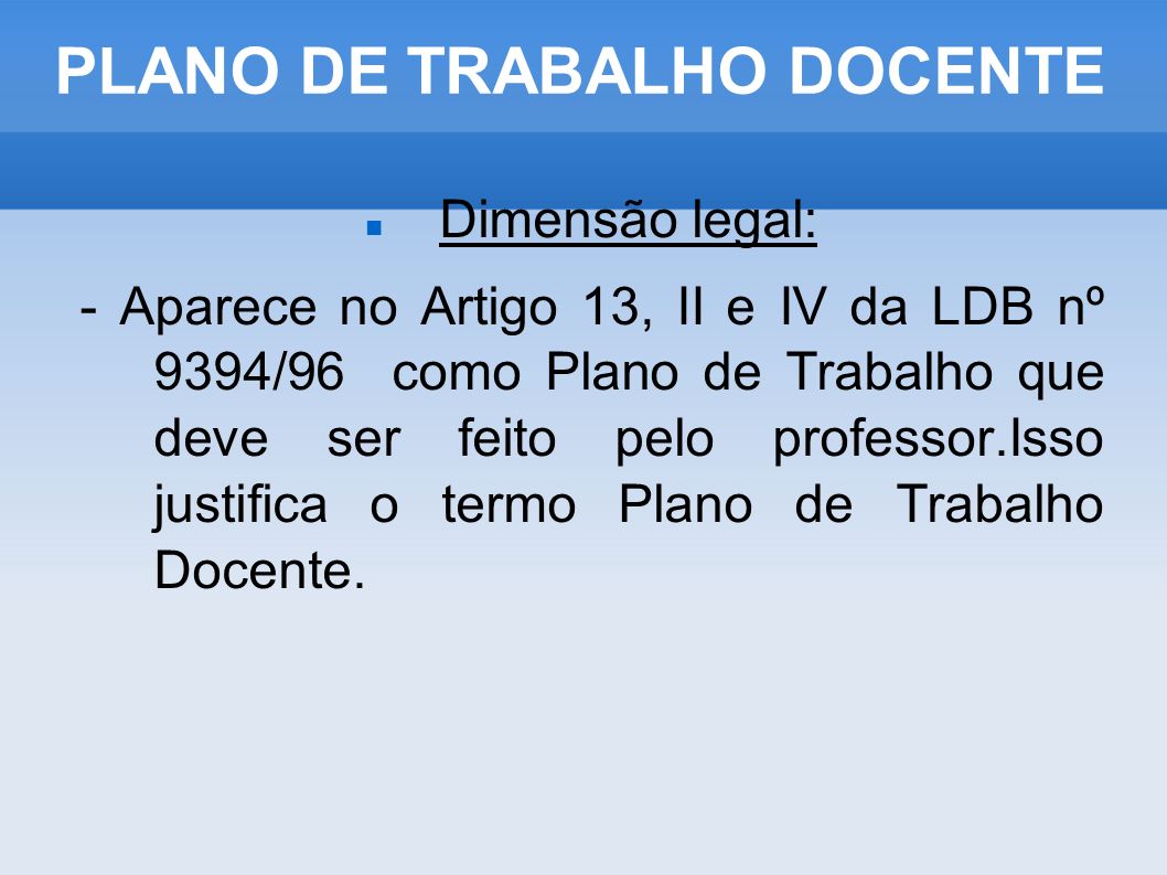 PLANO DE TRABALHO DOCENTE